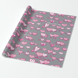 Paar Valentijn Roze Dance Hearts Wrapping Paper Cadeaupapier