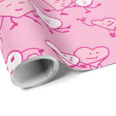 Paar Valentijn Roze Dance Hearts Wrapping Paper Cadeaupapier (Rol Hoek)