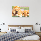 Paar van Afrikaanse Lion, Panthera leo, Tanzania Canvas Afdruk (Insitu (Slaapkamer))