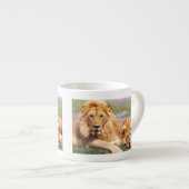 Paar van Afrikaanse Lion, Panthera leo, Tanzania Espresso Kop (Voorkant rechts)