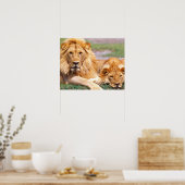 Paar van Afrikaanse Lion, Panthera leo, Tanzania Poster (Keuken)