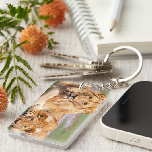 Paar van Afrikaanse Lion, Panthera leo, Tanzania Sleutelhanger (Voorkant Rechts)