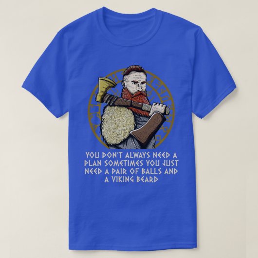 Paar van Balls en Valhalla Beard Funny Norse Hum T-shirt (Design voorkant)