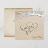 Paar van Beach Hearts Wedding Invite Kaart (Voorkant / Achterkant)