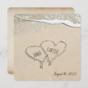 Paar van Beach Hearts Wedding Invite Kaart