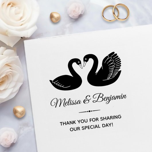 Paar van Black Swans Bruiloft Dank u Zelfinktende Stempel