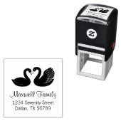 Paar van Black Swans Paar Adres Zelfinktende Stempel (In situ)