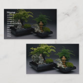 Paar van bonsai-bomen met sierfiguren visitekaartje (Voorkant / Achterkant)