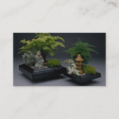 Paar van bonsai-bomen met sierfiguren visitekaartje (Achterkant)