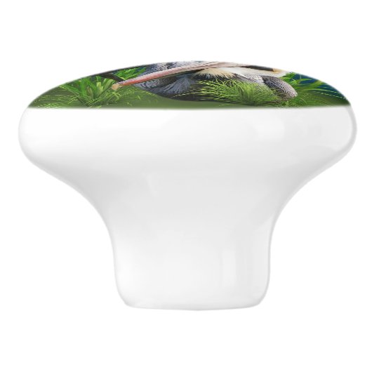 Paar van bruine Pelikans  Keramische Knop (Zijkant)