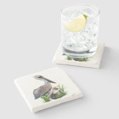 Paar van bruine Pelikans  Stenen Onderzetter (Zijkant)