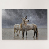 Paar van Camargue Horse Stallions, Zuid-Frankrijk Legpuzzel (Horizontaal)