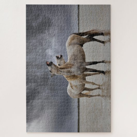 Paar van Camargue Horse Stallions, Zuid-Frankrijk Legpuzzel (Verticaal)