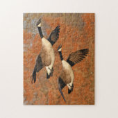 Paar van Canadese ganzen in vlucht Legpuzzel (Verticaal)