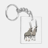 Paar van Cartoon Oryxes AcrylSleutelhanger Sleutelhanger (Voorkant Links)