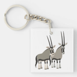 Paar van Cartoon Oryxes AcrylSleutelhanger Sleutelhanger