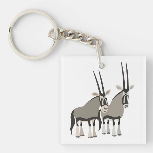 Paar van Cartoon Oryxes AcrylSleutelhanger Sleutelhanger (Voorkant)