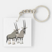 Paar van Cartoon Oryxes AcrylSleutelhanger Sleutelhanger (Achterkant)