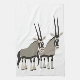 Paar van Cartoon Oryxes Kitchen Towel Theedoek