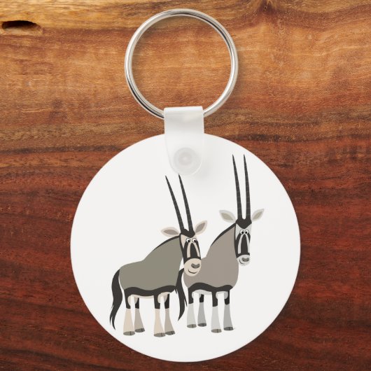 Paar van Cartoon Oryxes Sleutelhanger (Voorkant)