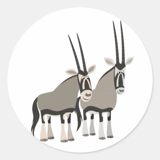 Paar van Cartoon Oryxes Sticker (Voorkant)
