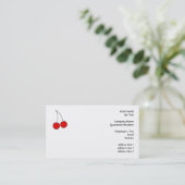 Paar van Cherries. Zwart, rood en wit. Visitekaartje (Staand voorkant)