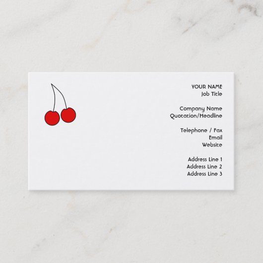Paar van Cherries. Zwart, rood en wit. Visitekaartje (Voorkant)