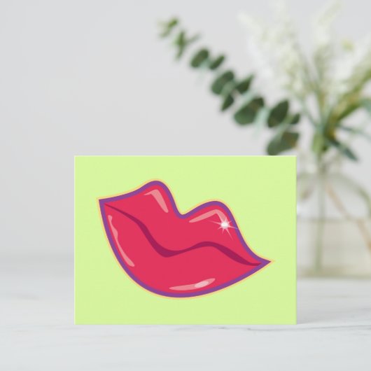 Paar van Cherry Red Lips Briefkaart (Staand voorkant)
