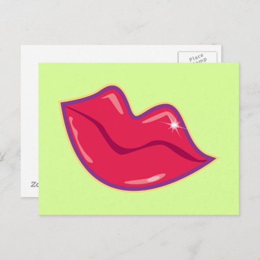 Paar van Cherry Red Lips Briefkaart (Voorkant / Achterkant)