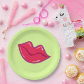 Paar van Cherry Red Lips Papieren Bordje (Feest)