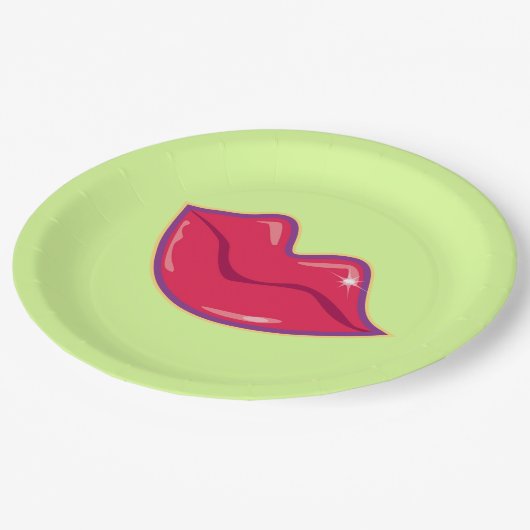 Paar van Cherry Red Lips Papieren Bordje (Gekanteld)