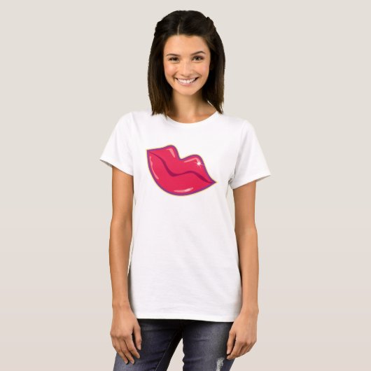 Paar van Cherry Red Lips T-shirt (Voorkant volledig)