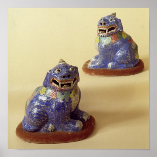 Paar van Chinese cloisonne-honden, 18e eeuw Poster (Voorkant)