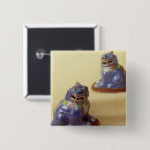 Paar van Chinese cloisonne-honden, 18e eeuw Vierkante Button 5,1 Cm (Voorkant /achterkant)