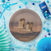 Paar van Cranes in de New Mexico Skies Papieren Bordje (Feest)