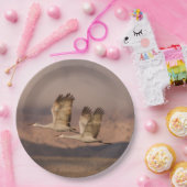 Paar van Cranes in de New Mexico Skies Papieren Bordje (Feest)