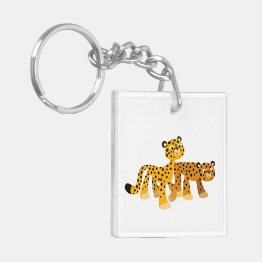 Paar van Cute Cartoon Cheetahs AcrylSleutelhanger Sleutelhanger (Voorkant Links)
