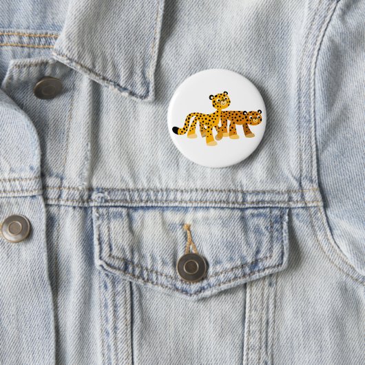 Paar van Cute Cartoon Cheetahs Button Badge (In situ)