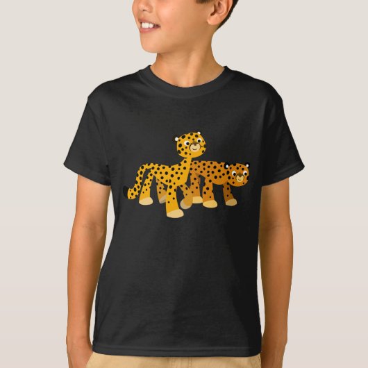 Paar van Cute Cartoon Cheetahs Children T-Shirts (Voorkant)