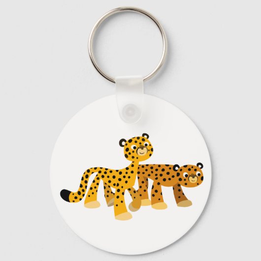 Paar van Cute Cartoon Cheetahs Sleutelhanger (Voorkant)