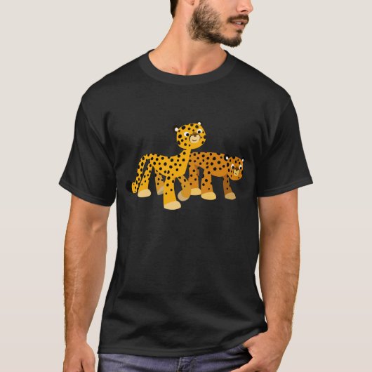 Paar van Cute Cartoon Cheetahs T-Shirts (Voorkant)