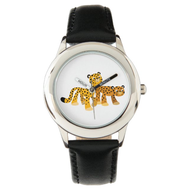 Paar van Cute Cartoon Cheetahs Watch Horloge (Voorkant)