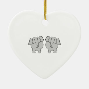Paar van Cute Elephants. Paar. Keramisch Ornament