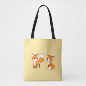 Paar van Cute Little Foxes op Yellow Tote Bag (Voorkant)