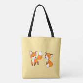 Paar van Cute Little Foxes op Yellow Tote Bag (Achterkant)