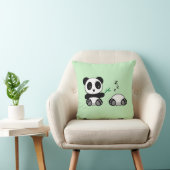 Paar van Cute Little Pandas op Green Kussen (Stoel)