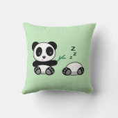 Paar van Cute Little Pandas op Green Kussen (Achterkant)