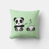 Paar van Cute Little Pandas op Green Kussen (Voorkant)