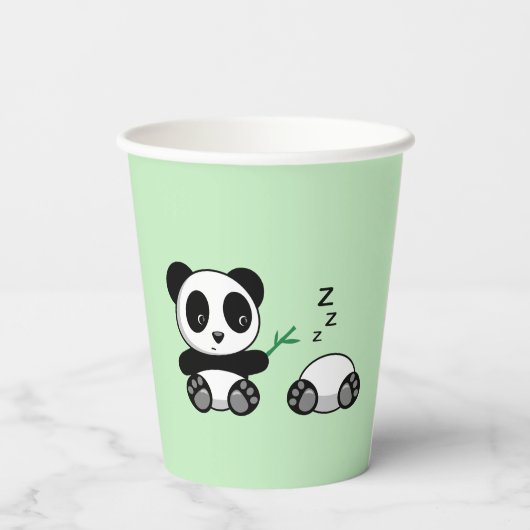Paar van Cute Little Pandas op Green Papieren Bekers (Achterkant)