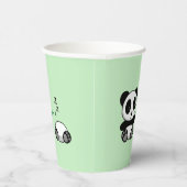 Paar van Cute Little Pandas op Green Papieren Bekers (Rechts)